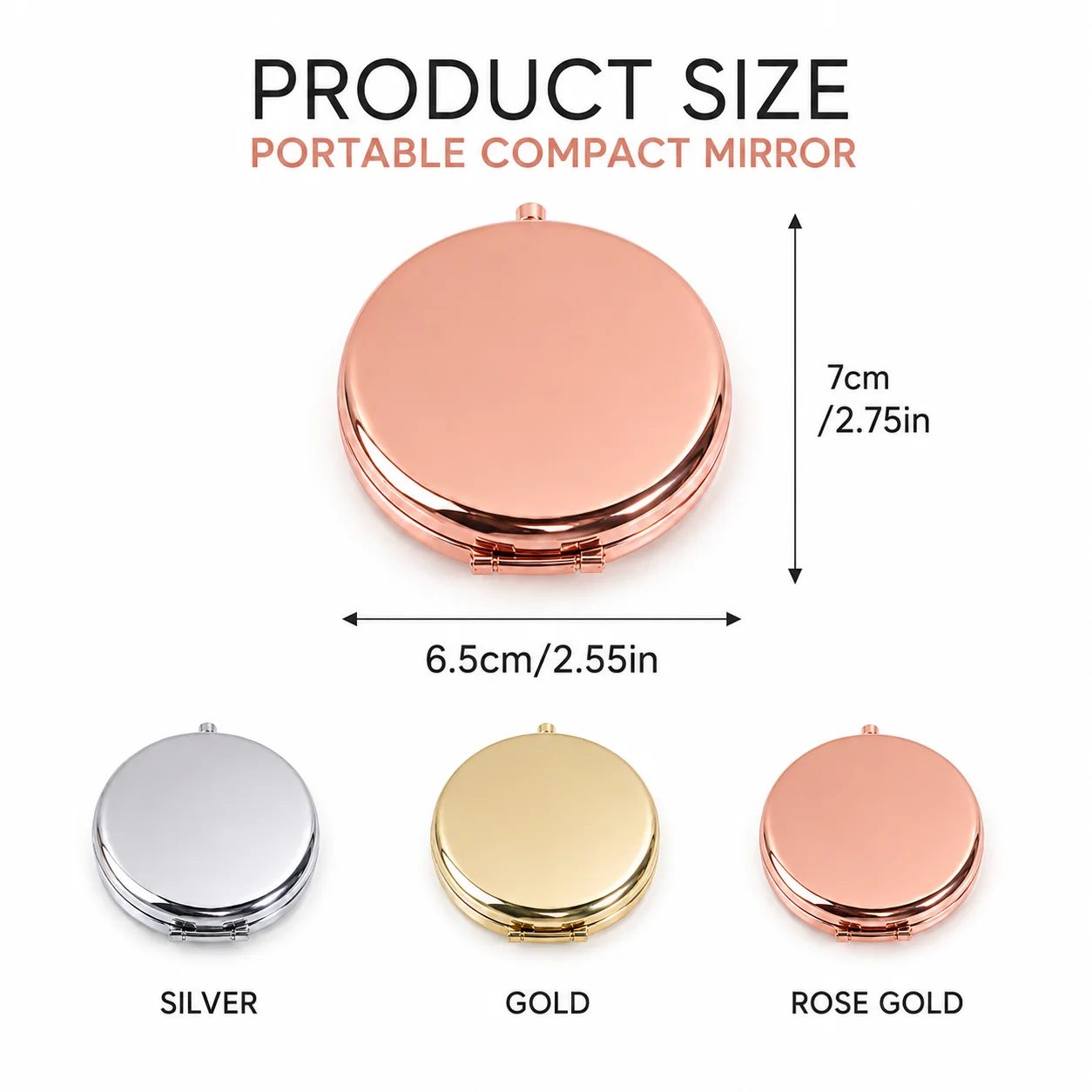 Custom text mirror, personalized laser engraved phone number, mini foldable handheld makeup mirror for men and women DIY mirror view 2