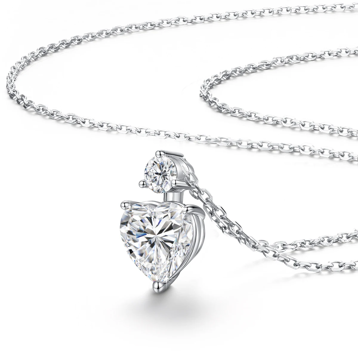 2ct D Color Heart Moissanite Pendant Necklace 925 Sterling Silver 40+5cm Chain Wedding Jewelry Wholesale