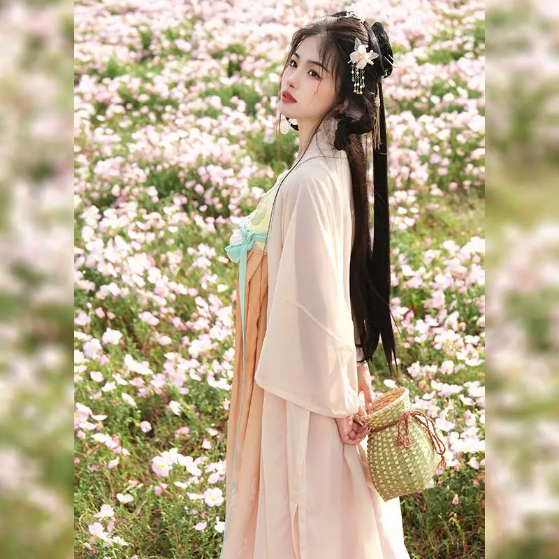 Kostum Hanfu tradisional Cina gaun kuno wanita gaun putri bordir Oriental gaun pakaian dansa Dinasti Tang elegan
