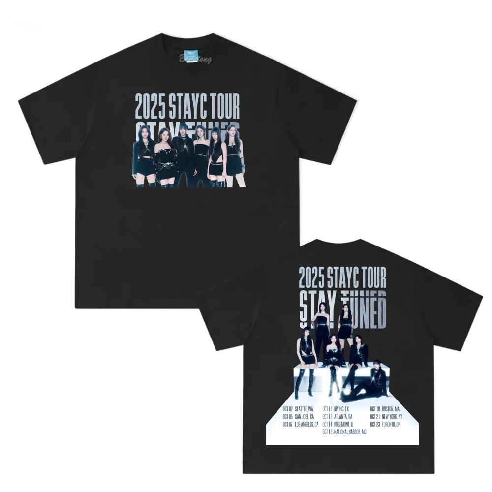 

STAYC Korean girl group T Shirts 100% Cotton Punk Tee-shirt Graphic Printing Cartoon Comic Camiseta Hombre O-neck Casual Tees