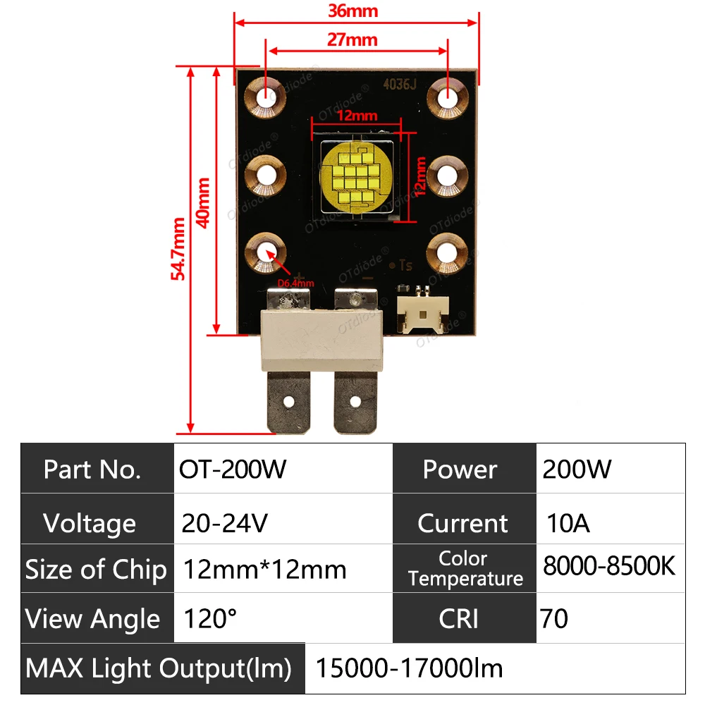 LED 200W DC20-24V High Power LED Stage Light Chip 21V 22V Cold White 8000-8500K For Moving Head DJ Disco Lamp Projector 17000lm