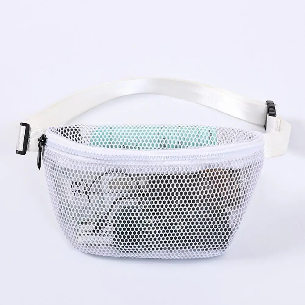 Hollow Out Mesh Waist Bag Zipper See Through Travel Fanny Packs Large Capacity Lightweight Portable Mesh Purse Phone