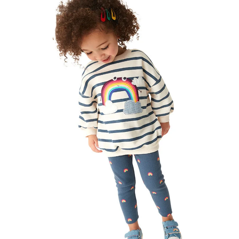 Jumping Meters 2-7T New Arrivals Girls Clothing Sets Kids Suits 2 Pcs Sweatshirts + Leggings Baby Costume Rainbow Kids Outfits