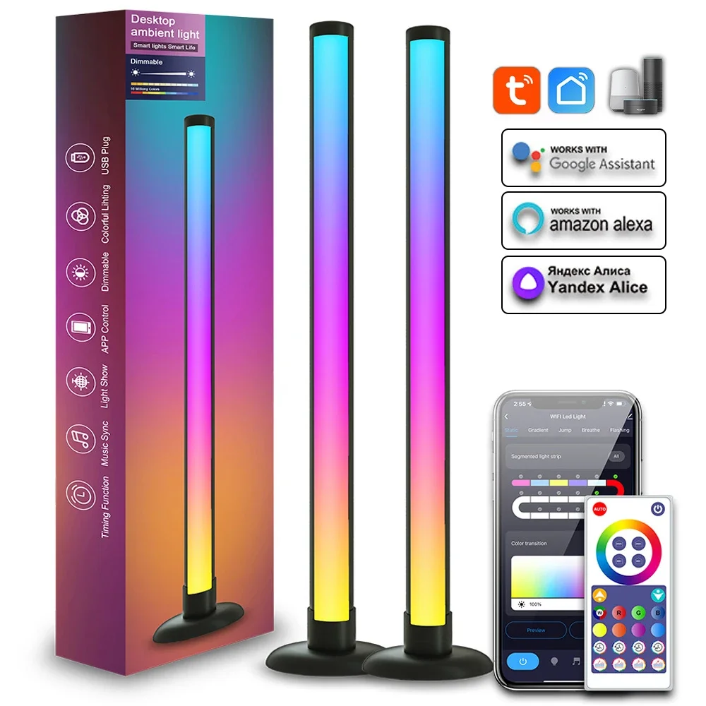 

Music Pickup Lamp LED Bluetooth Ambient Light RGBIC Graffiti Desktop Bedside Lamp 40CM WIFI Illusion Floor Lamp Bedroom Decor