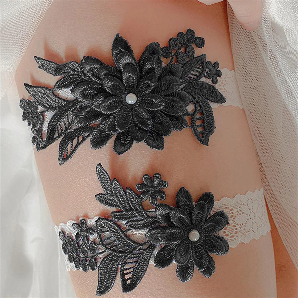 1 زوج أزياء من الدانتل الأزهار مثير الأربطة للنساء / العروس الفخذ الدائري الزفاف مطاطا الساق الرباط الساق الدائري