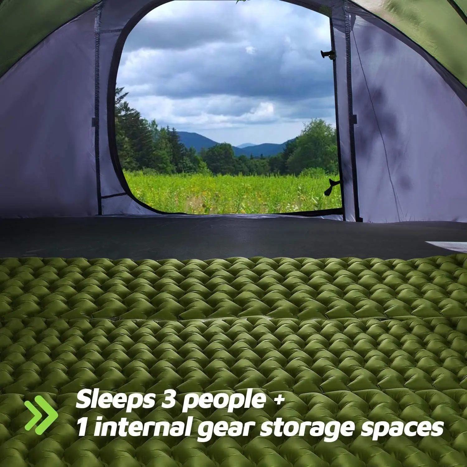 4 Person Easy Pop Up Tent,9.5’X6.6’X52''Waterproof, Automatic Setup,2 Doors-Instant Family Tents for Camping, Hiking & Traveling