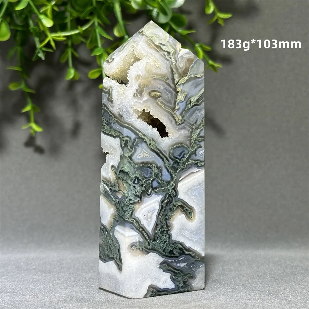 Natural Gemstone Aquatic Agate Crystal Cave Crystal Tower Reiki Treatment Witchcraft Altar Collection Energy Home  Decoration