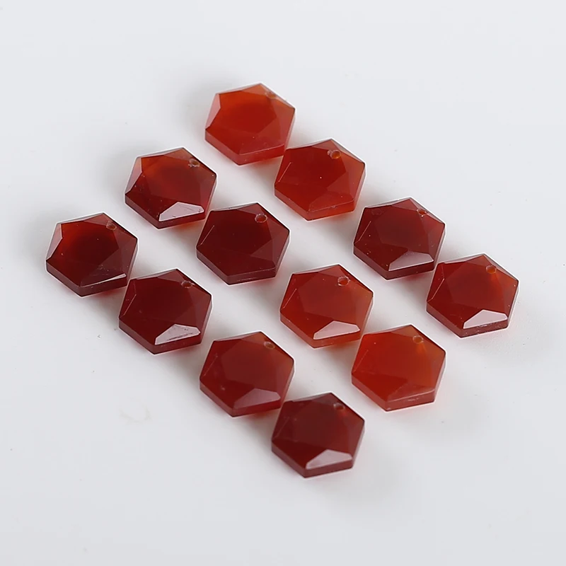 Wholesale Natural Red Agate Hexagon Faceted Earrings Beads For Jewelry Making, Fashion DIY Earring Stone Jewelry