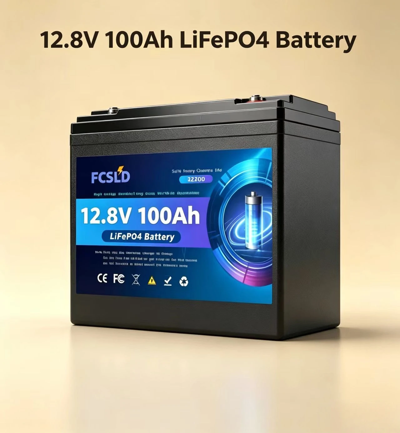 

12.8V 100Ah LiFePO4 Battery Original Deep Cycle Maintenance Free 6000+ Cycles BMS for RV Solar Storage Boat Golf Cart Home UPS