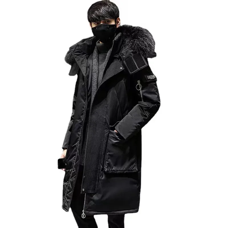 Winter Large Collar Men's Parka Down Jacket 2024 Men's Mid Length Thickened Warm White Duck down Men's And Women's Outerwear