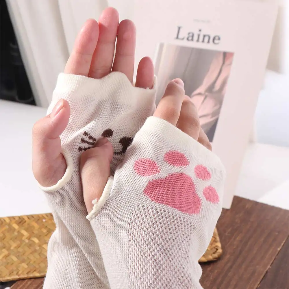 

Cute Fingerless Kitty Paw Arm Sleeves Breathable UV Protection Cat Claw Arm Cover Cotton Thin Cat Oversleeve JK