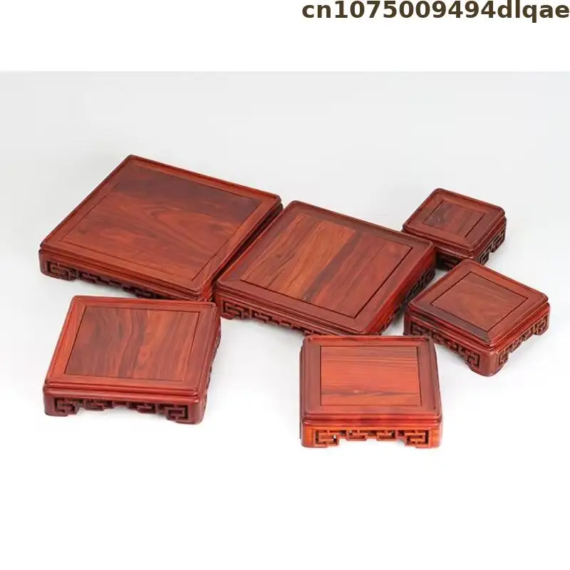 Premium Mahogany Square Base for Micro Models Tea Sets Pedestal Bonsai Plant Tabletop Decor Shelf Wooden Miniature Display Stand