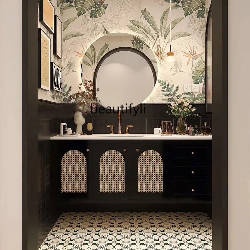 

Rattan Bathroom Cabinet Combination French Bathroom Table Bathroom Cabinet Smart Wash Basin