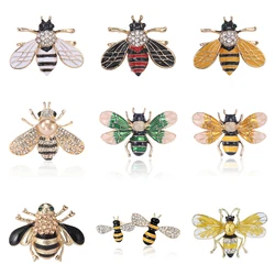 Fashionable Alloy Rhinestone Bee Hornet Brooches Unisex Cute Insect Pin Gifts Trendy Jewelry Accessories