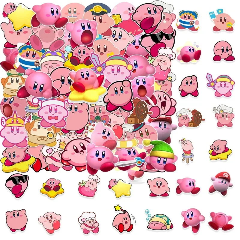 

50 шт., наклейки Кирби, милые наклейки «сделай сам», наклейки для ноутбука, телефона, бутылки, багажа, скрапбукинга, скейтборда, граффити, креативное украшение, детская наклейка