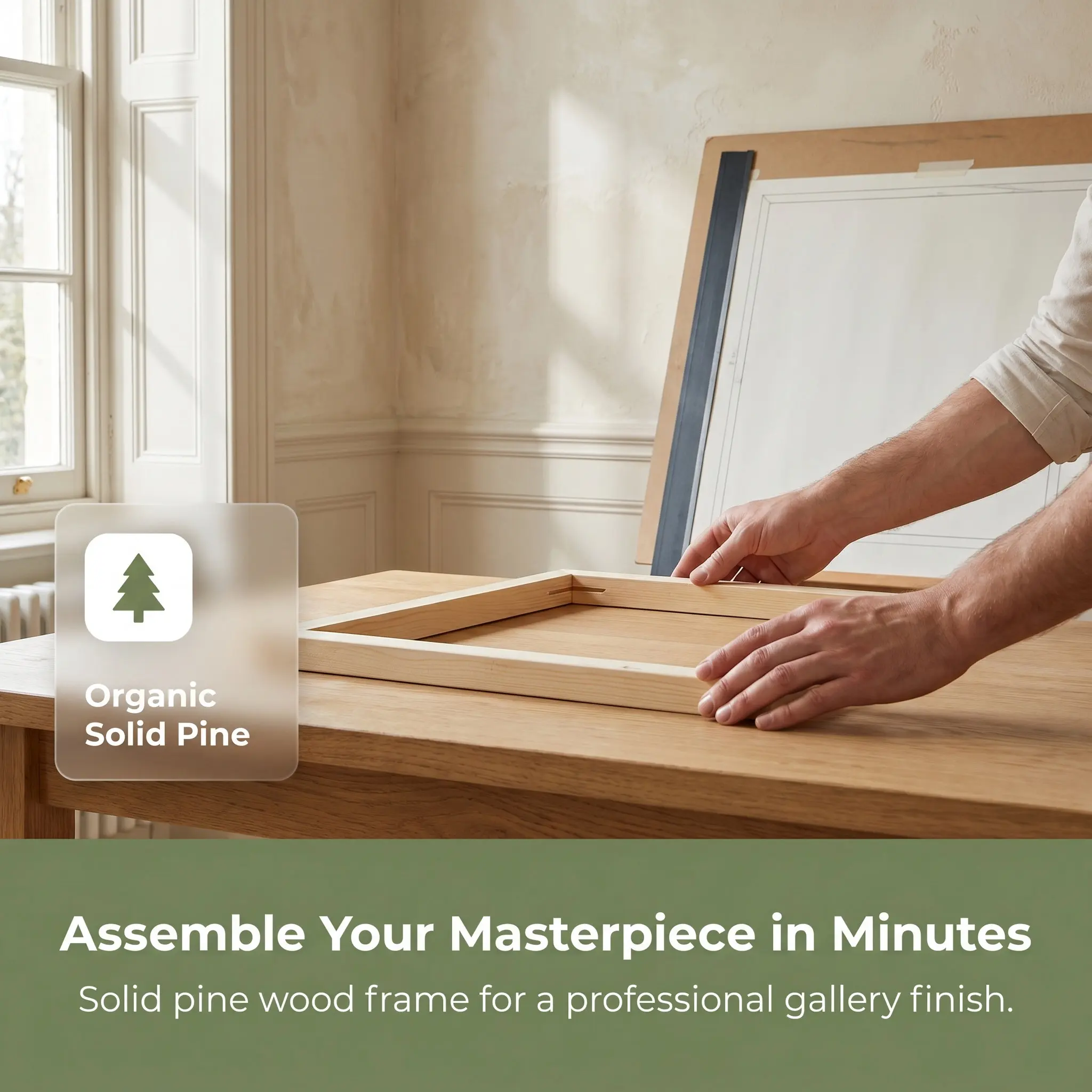 Canvas Stretcher Bars DIY Solid Wood Frame 40x40cm Removable Smooth Edges Oil Painting Poster Digital Art Natural Wood Frames