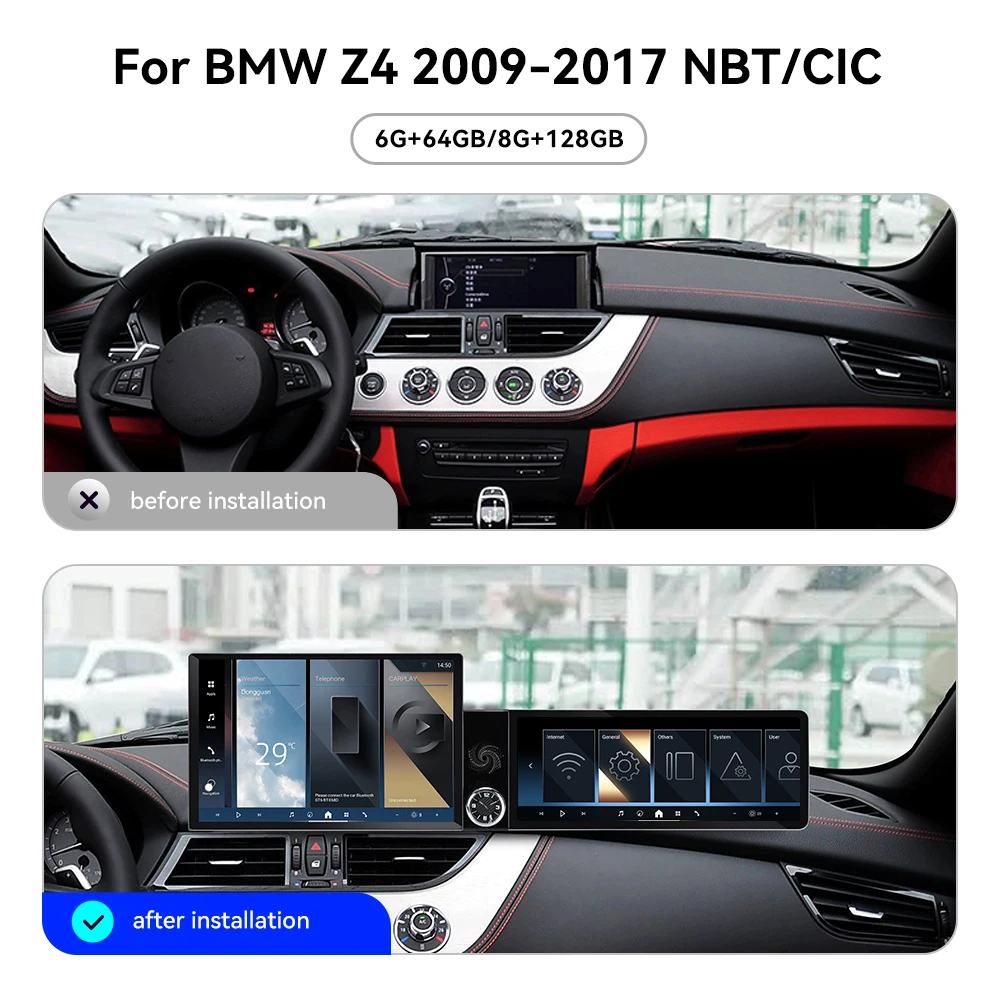For BMW Z4 2009‑2017 NBT CIC Vertical Tesla Screen 13.1+12.3 Inch Dual Screen Head Unit Car Multimedia Player GPS Navigation DSP