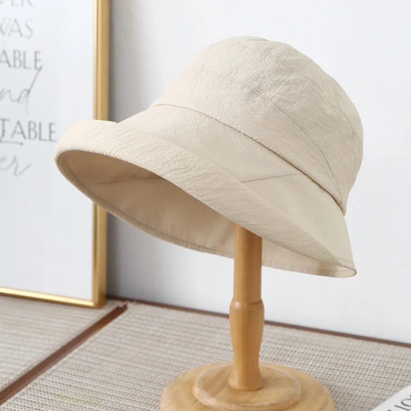 Sommerlicher Einfarbiger Vielseitiger Bucket Hat mit Gebogenem Rand Fischerhüte für Damen Outdoor-Hut