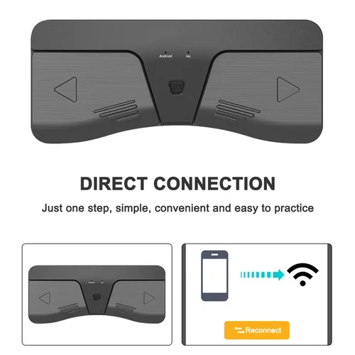 Imagen 2 del producto Pedal giratorio de página inalámbrico, Pedal electrónico de pie, música, Bluetooth, 2 modos de luz LED para ipad, iphone, tableta, portátil, 1 a 10 piezas