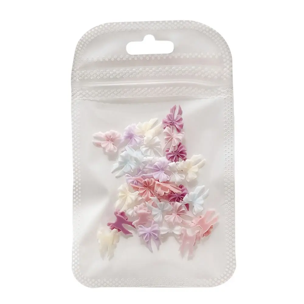 30PCS Multiple Colors Fairy Waved Pearl Bowknots Minimalist Design Resin Material Bow Nail Decorations Bowknot Shape