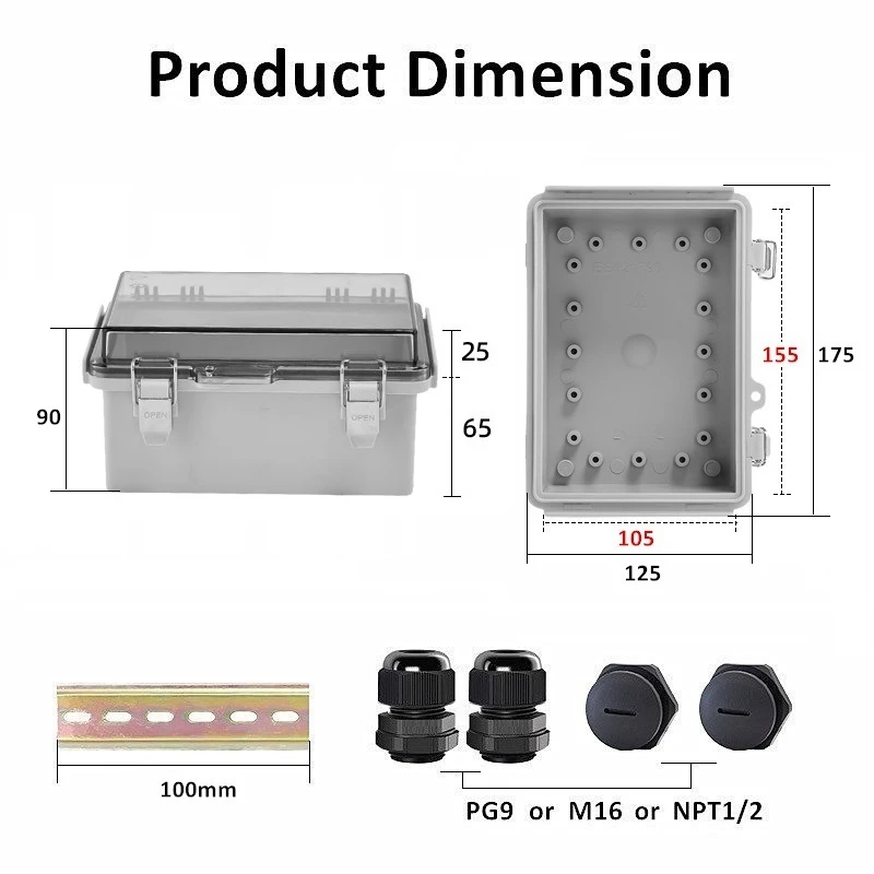 6.9x4.9x3.5 Inches Waterproof Button Switches Boxes With Transparent Hinged Cover Din Rail Housing Ready To Use Kit Fast Ship