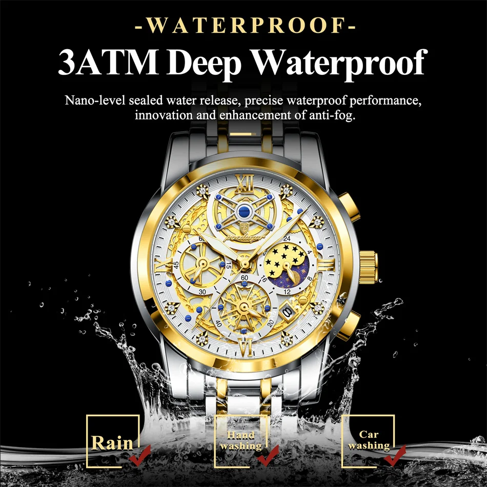 POEDAGAR Luxury High Quality Man Watch Waterproof Luminous Chronograph Date Men Watch Stainless Steel Quartz Men's Watches Reloj