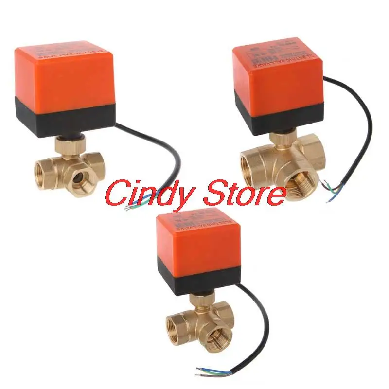 DN15/20/25/32/40 3-way motorized ball valve three-way electric control two-way AC 220V LSD tool plubing disc brass ball valve