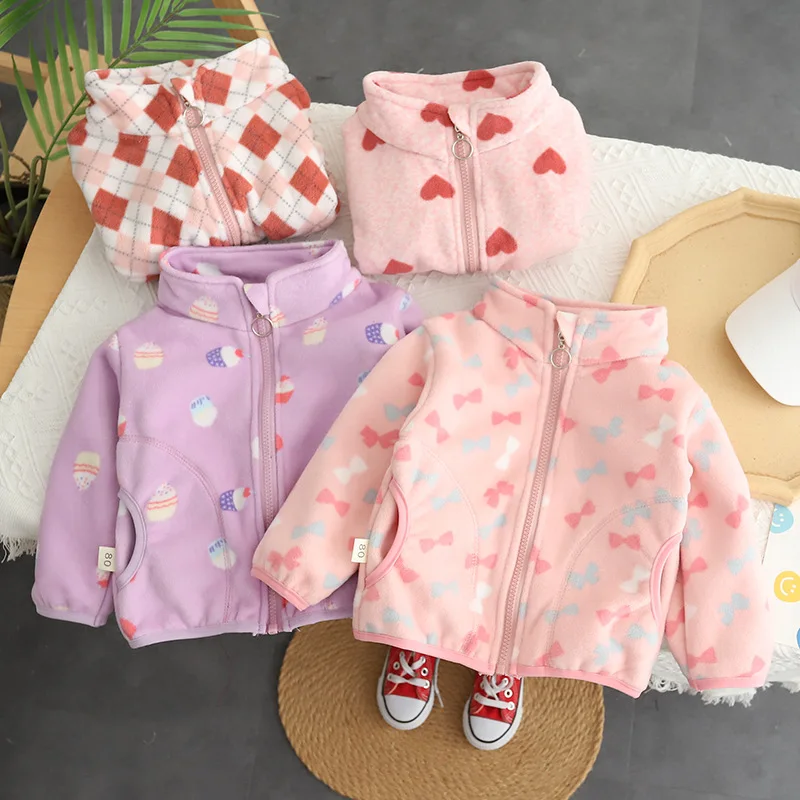 2026 Autumn Kids Baby Boys Cartoon Cotton Fleece Outwear Kids Winter Clothes Toddler Girls Lambswool Jacket Child Coat