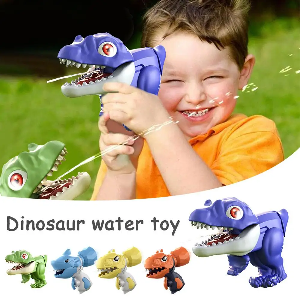 Pistola de água dinossauro para meninos, brinquedos ao ar livre dos desenhos animados, pode abrir a boca para pulverizar, luta de água, animal