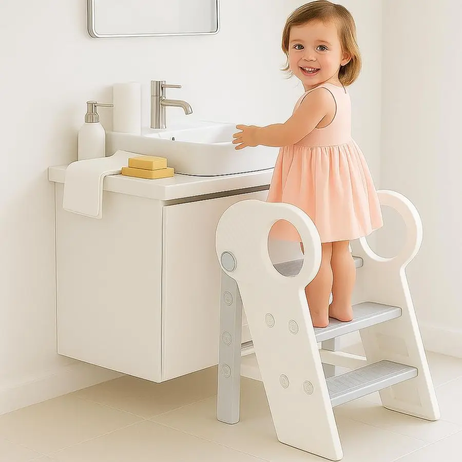 

Toddler Step Stool for Bathroom Sink, Adjustable 3 Step Stop for Kids with Handles, NonSlip Pads, Toilet Stool Potty Training,