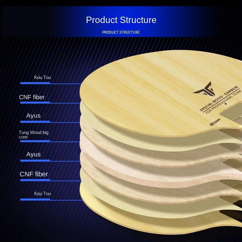 LOpastel TELSON-Lame de ping-pong professionnelle en carbone, 5 + 2 pièces, accessoire de tennis de table, fabriqué en Chine, CNF