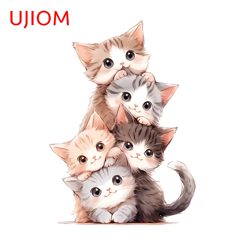 UJIOM Cat Building Blocks Wall Sticker Lovely Artistic Decor Delicate Stylish PVC Decal Home Office Durable Wear-Resistant Decor