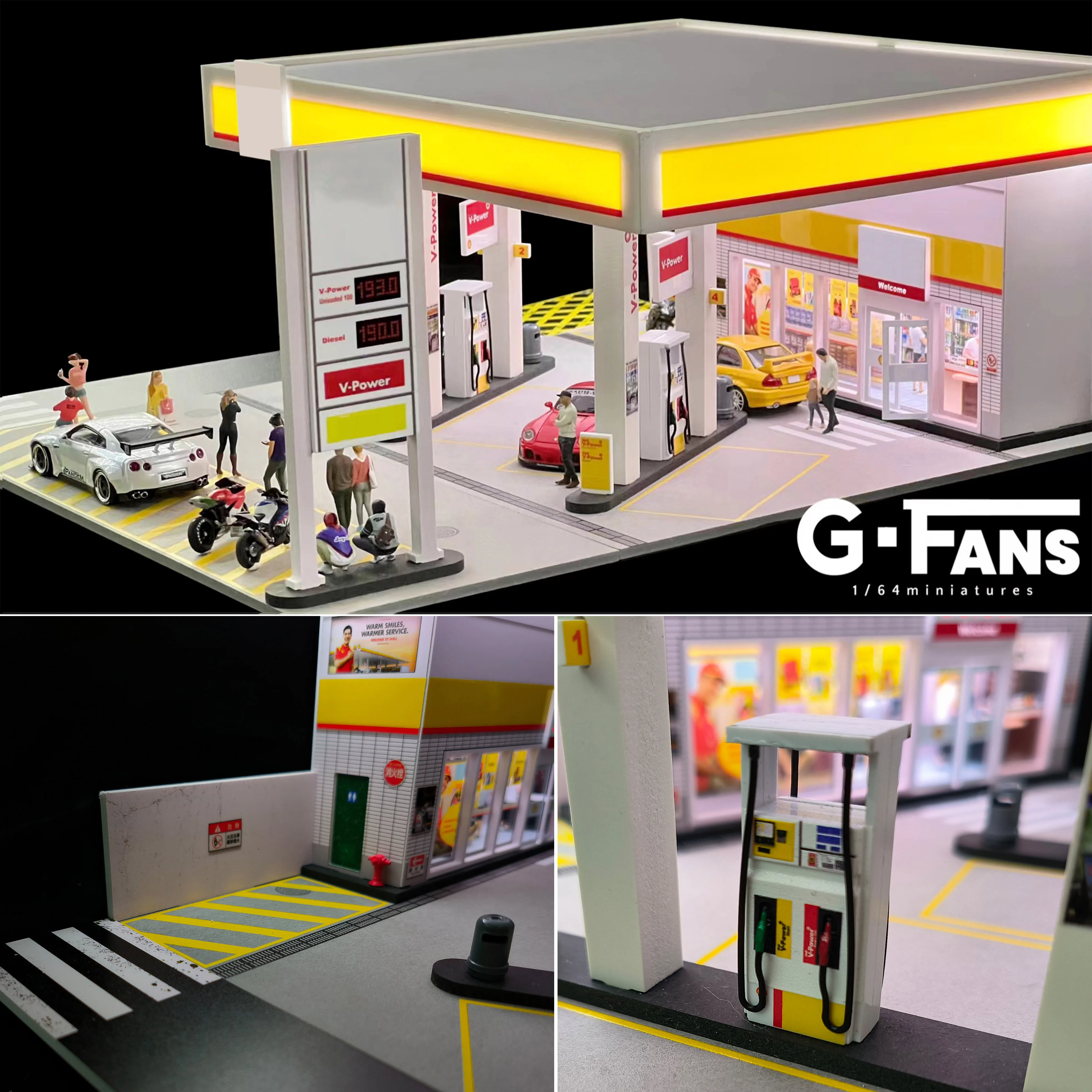 G Fans 1/64 Scale Car Garage Miniatures Model Car Parking Lot Diecast Scene Display Vehicle Parking Lots Diorama Garage Models