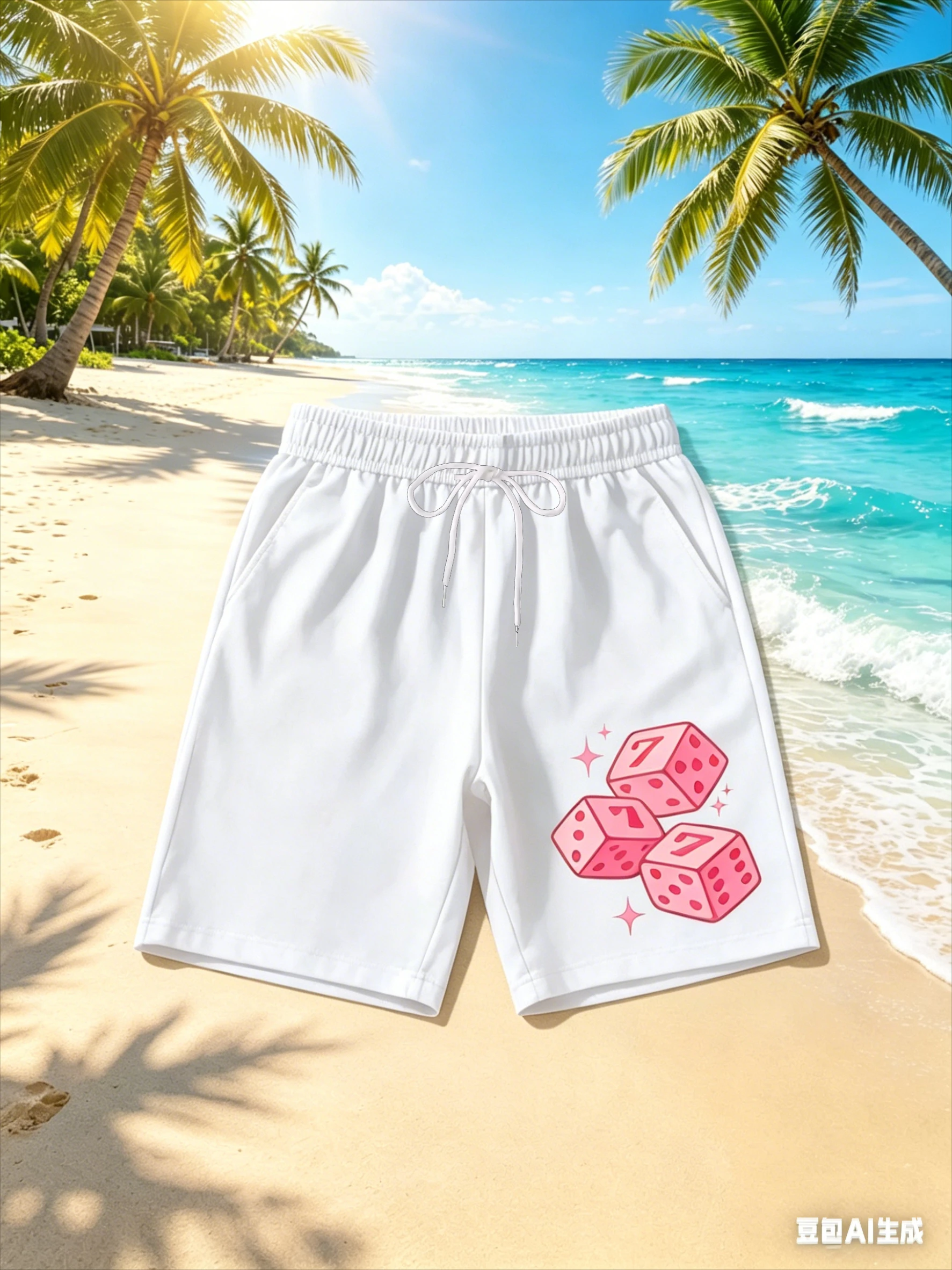 Summer Fashion Design for Procurement Products Pink Dice Pattern for Casual Men's and Women's American Street Style Shorts Moto