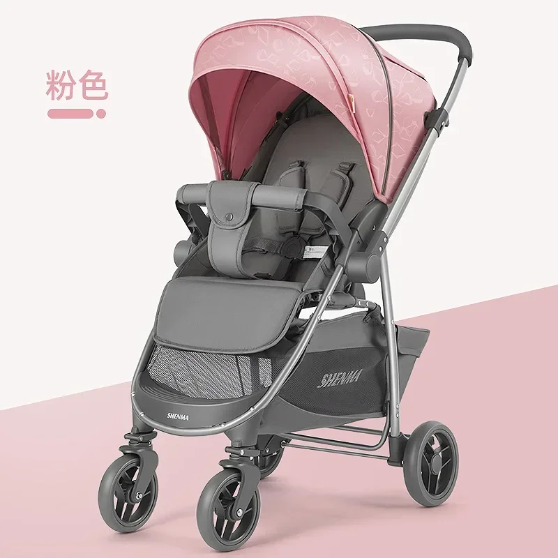 

2024Two-way Stroller Light Folding Can Sit on Four-wheeled Shock Absorber Newborn Children Two-way Stroller