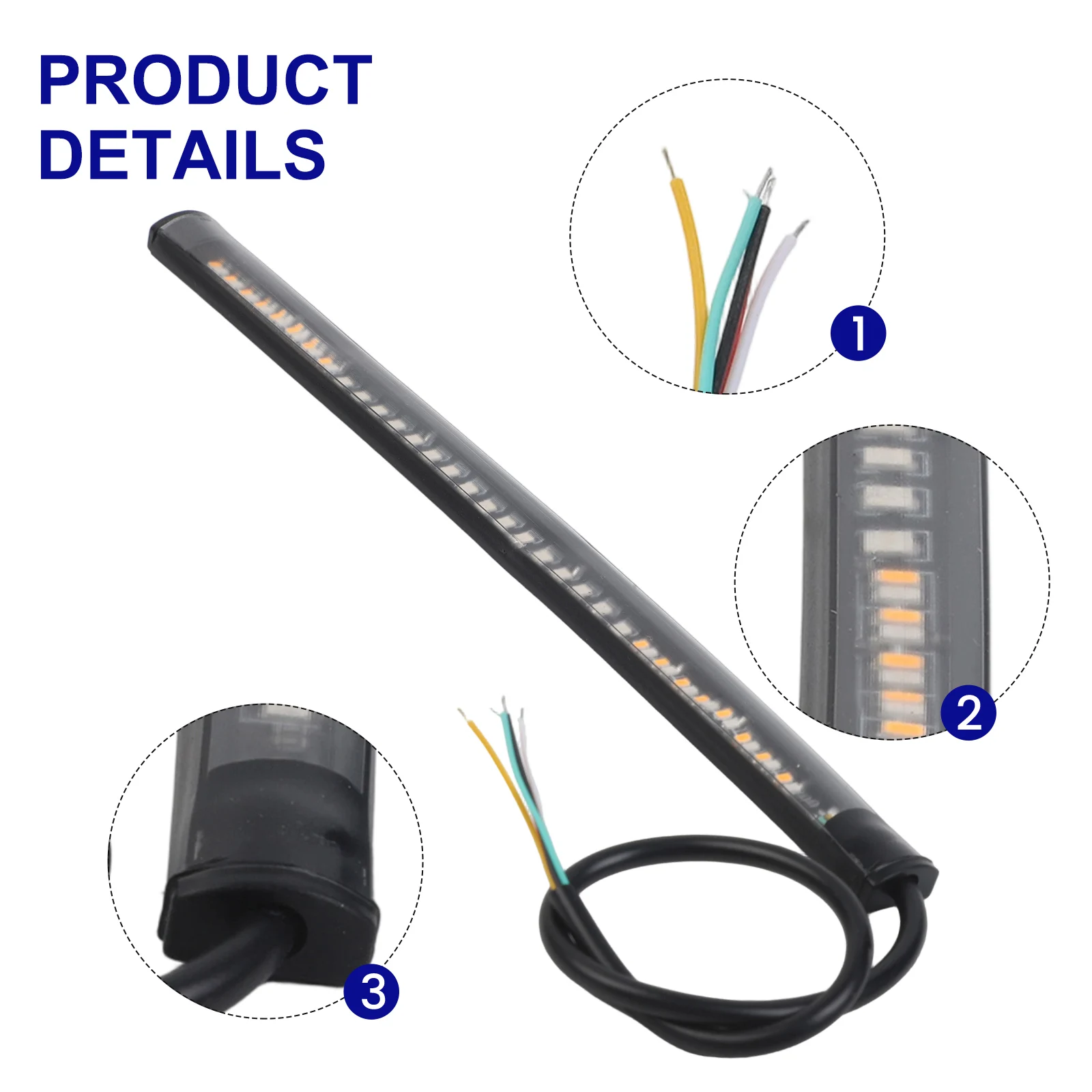 Motorcycle Flexible LED Light 48 LED Stop Signal Light Bar Strip Tail Turn Signal Tail Rear Brake Stop Bulb Lamp Brake Light