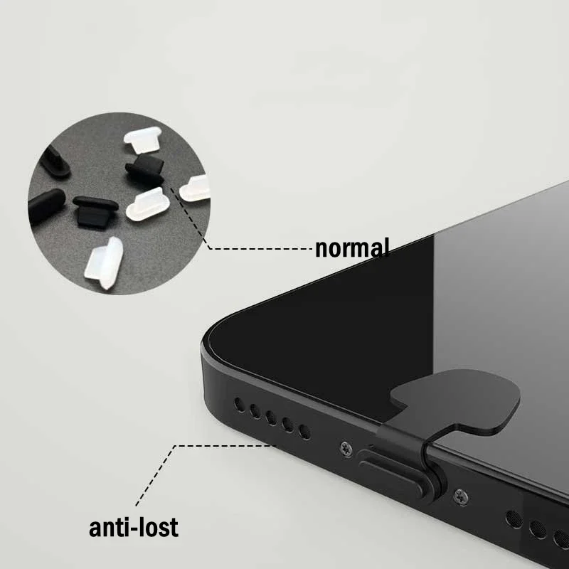 6 piezas tapón de polvo de silicona para teléfono, protector de puerto de carga para iPhone 15 Samsung Lightning Tipo-C, accesorios para smartphone 5