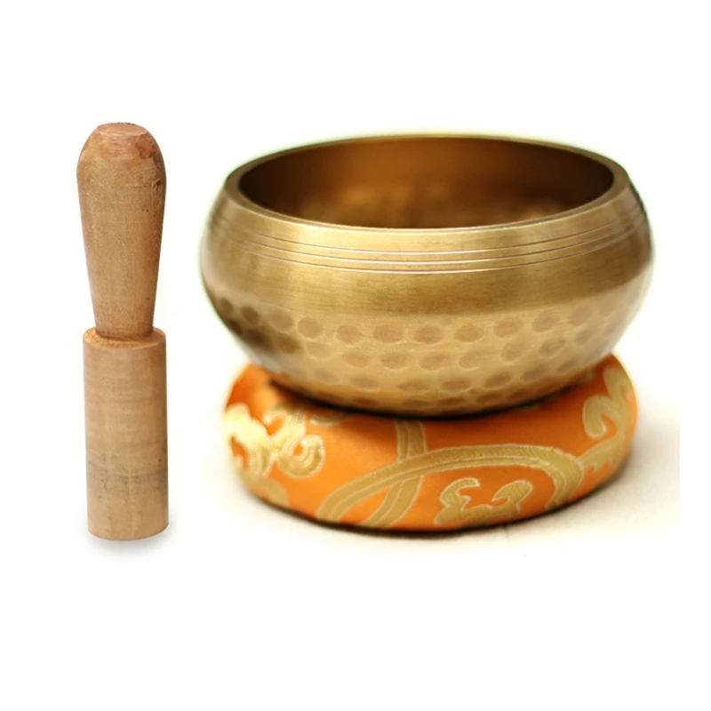 Juego cuencos budistas tibetanos Nepal, Cuencos Cantores para meditación, mazo anillo con almohadilla