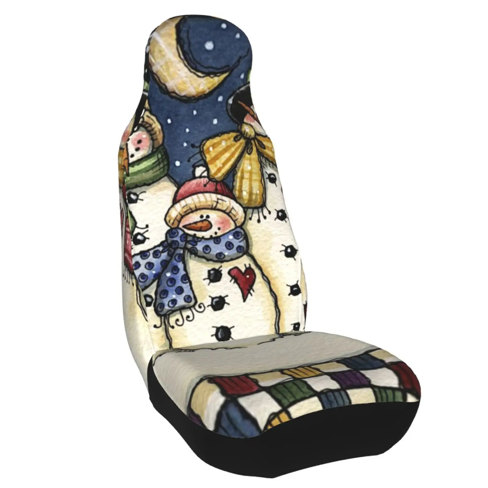 Car Accessories Winter Snowflake Snowman Snow Scene Automobiles Car Seat Cover Auto Seats Covers Vehicle Chair