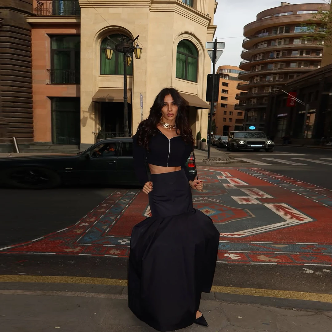 

Black Mermaid Satin Skirt for Women High Waist Floor Length Trumpet Skirt Oversize Volume Maxi Skirt Elegant Evening Party Skirt