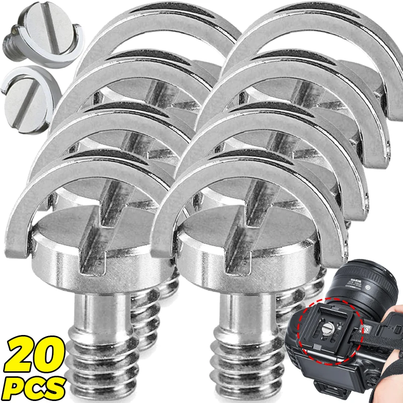 Stainless Steel 1/4 Camera Screw D-Ring Hinged Fixing Screw for Quick Release Plate Tripod Monopod Folding Camera Accessories