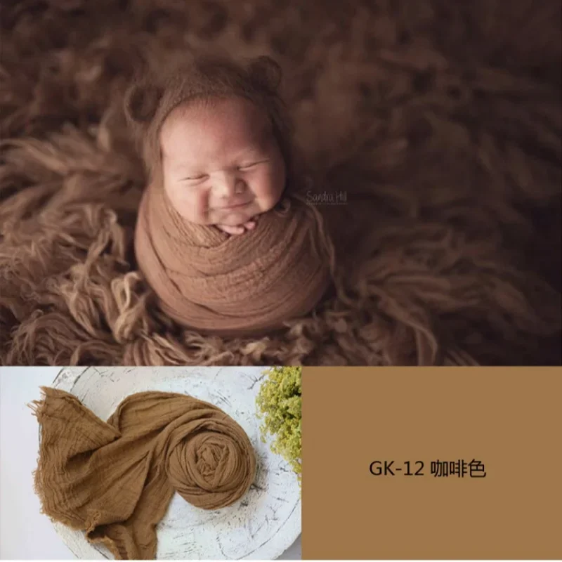 Newborn Photography Props Simple Solid Color Shooting Backdrop Blanket Soft Seersucker Wrap Studio Baby Photoshoot Blankets