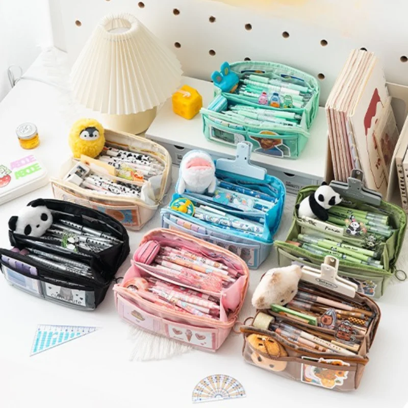 10-Layer Prism Transparent Pencil Case Large and Cute Great for Middle School Boys and Girls Elegant and Fashionable Pencil Box