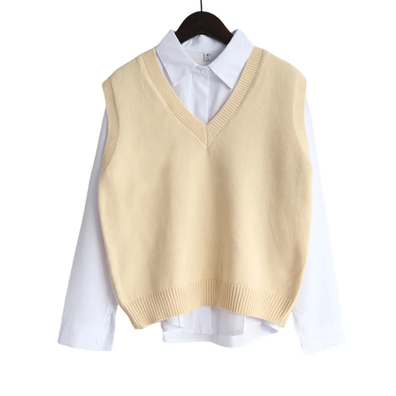 

Fall Winter Sweater Vest Women 2024 Korean Fashion V Neck Sleeveless Knitted Pullover Waistcoat Female Loose Spring Jumper