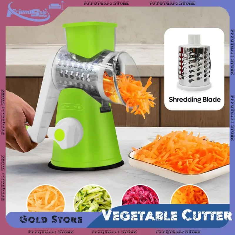 Drum Vegetable Cutter Hand Crank Roller Slicer Cheese Chopper Machine Vegetable Garlic Potato Shredder Tools Kitchen Accessories