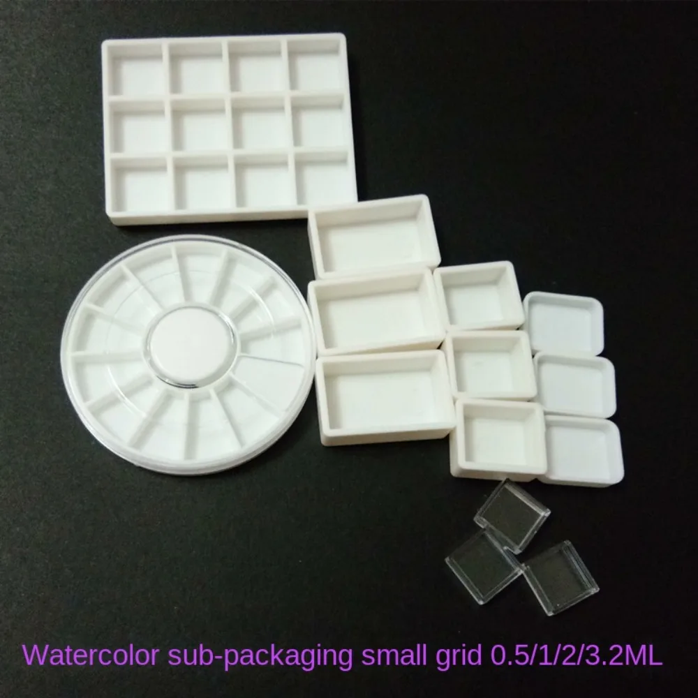 Small Portable Mini Watercolor Paint Box Square White/Transparent Color White Empty Plastic Paint Pan Plastic Painting Tool