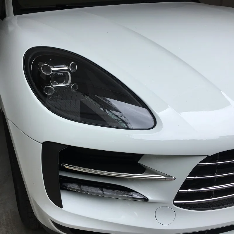 For Porsche Macan 2019 Styling Accessories 6pcs Stainless Steel Car Grille Cover Fog Lamp Mouldings Trim