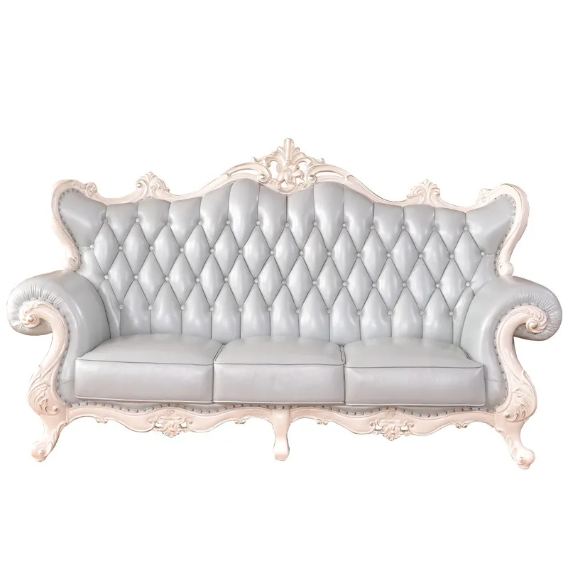 

Цветы с резьбой из массива дерева, простая мебель, высококачественный кожаный диван для небольшой квартиры