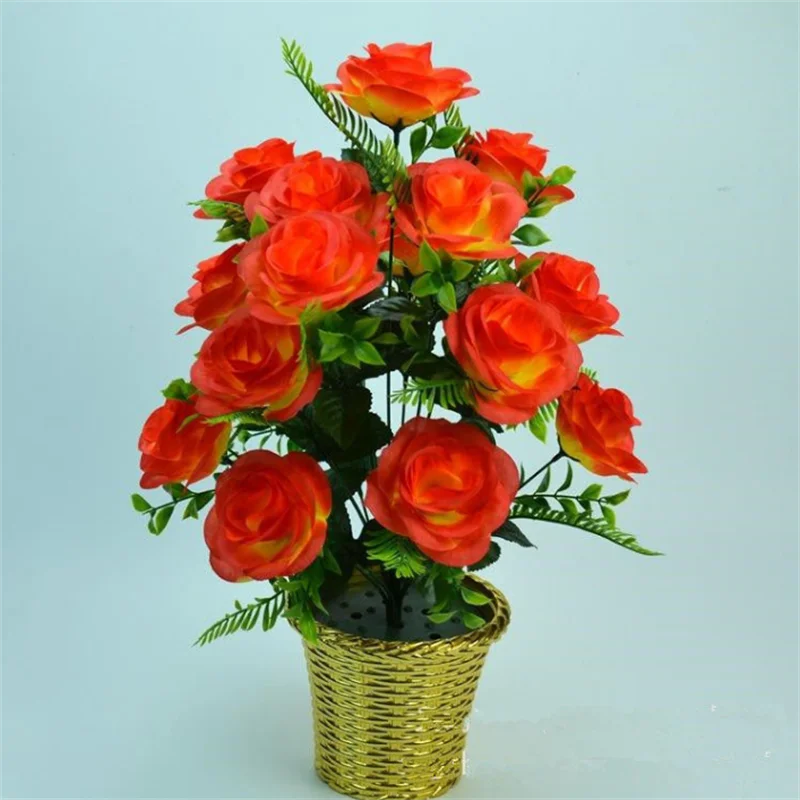 مقلد روز تشكيلة زهور وهمية جديدة 18 رئيس حديقة روز زهرة الحرير باقة واحدة الجنية الخوخ الورد