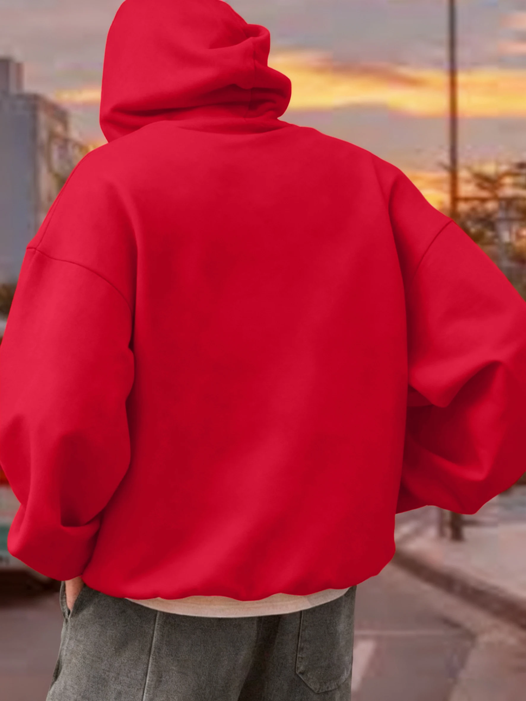 Japanese Artistic Writing Printing Mens Hoodies Autumn Pocket Sweatshirt Basics Fleece Warm Loose Hooded Korean Men'S Clothes
